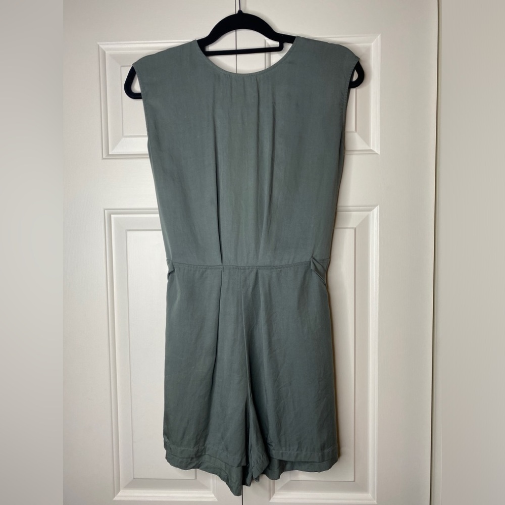 Ethereal Jade Green Sleeveless Shorts Jumper with adjustable back and tie back